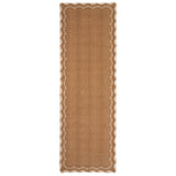 Garvee Washable Scalloped Runner Rug - Thin Soft Kitchen/Hallway Runner, Non-Slip Backing, Mark-Resistant Non-Shedding Farmhouse Indoor Carpet for Laundry/Bathroom - Brown, 2x6 ft, USA - Floral Scalloped|Brown