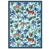 Garvee Large Washable Tiger Area Rug 10x13ft – Non-Slip, Low Pile Botanical Jungle Carpet – Spot Resistant, Soft Floor Cover for Living Room, Bedroom, Nursery – Blue, USA Storage - Brown