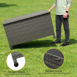 Garvee Large 125 Gallon Outdoor Deck Storage Box with Wheels – Waterproof PE Wicker & Aluminum Frame – Secure Lockable Patio Chest for Cushions, Garden Tools, Pool Toys – Gray Rattan