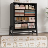 Garvee Modern 4 Drawer Tall Entryway Storage Cabinet – 38.6" Freestanding Wooden Dresser with Deep Drawers & Raised Legs – Bedroom, Living Room, Hallway Organizer – Pure Linen Black