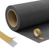 Garvee 7.5x17 ft Black PVC Garage Floor Mat, 1.5 mm Heavy-Duty Coin Pattern Flooring Roll, Waterproof Oil-Resistant Non-Slip Surface, Cut-to-Fit Protector with Double-Sided Tape for Garages, Workshops, Basements and Parking Areas - Black