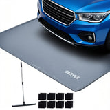Garvee Heavy Duty 1000D PVC Garage Floor Mat – Waterproof, Non-Slip Containment Pad with 1.2" Raised Edge, Easy to Clean, Includes Squeegee & 8 Fasteners – For Snow, Rain, Mud – Gray, 7'9" x 16' - Grey