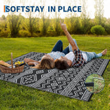 Garvee Waterproof Reversible Outdoor Rug 9x12ft – Plastic Straw Carpet – Mark & UV Resistant, Easy to Clean – Patio, Deck, RV, Lawn, Balcony, Beach – Black and White, USA - Four Colors - Yellow/Rose Red/Green/White