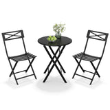 Garvee Space-Saving 3-Piece Outdoor Folding Bistro Set - Weather-Resistant Steel Table & 2 Chairs - Patio Furniture for Balcony, Garden, Deck, Poolside - No Assembly Required - Black - Red