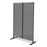 Garvee No-Dig Freestanding Outdoor Metal Privacy Screen Panel 48"W x 75"H - Rustproof Powder-Coated Steel Decorative Fence Divider/Wind Screen - Horizontal Stripe - Black positioning hole + 2 sets of nails - Black Positioning Holes + 2 Sets Of Nails