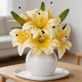 Garvee Artificial Lily Flowers,Bouquet with 6 Blooms and 3 Buds Per Bush, Fake Lily Flowers for Home Decor, Wedding Party, Vase Arrangement, Table Centerpiece, Office, Memorial Decor(Yellow), 2 PCS