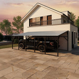 Garvee Lean-to Metal Carport 12x25 FT – Wall-Mounted, Heavy-Duty 19-Gauge Steel Frame – Vertical Snow Shedding Roof – 107"–78" Height Clearance – Outdoor Storage Shelter for Long-Bed Pickup, SUV & Side of House – Residential – 12*25FT