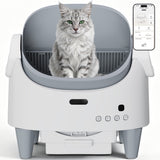 Garvee Automatic Self-Cleaning Cat Litter Box – Open Top, 15-Layer Safety, Odor Control, App & Detector Control, Adjustable Entry Height, Large Space for Multi-Cat, Electric Scooper, Sealed Waste Bin, US Standard – White - White