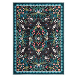 Garvee Floral Area Rug 9x12 – Washable Low Pile Vintage Carpet – Distressed Non-Slip Farmhouse Decor, Ornate Edge – Black, 9x12ft (274x366cm), USA Spec - Teal