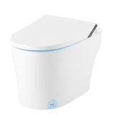 Garvee One-Piece Toilet with Built-In Bidet – Heated Seat, Immediate Heating, Powerful Flush, Auto Flush & Dryer, LED Night Light, Remote & Foot Detector – ADA Height Modern Bathroom Fixture – White