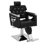 Garvee Reclining Barber Chair for Salon & Home – Heavy Duty PU Leather, Hydraulic Height Adjustment, 360° Swivel, Adjustable Headrest & Footrest, High-Density Cushion, Sturdy Chrome Base – Modern Lounge Accent Chair, Black Silver Plating