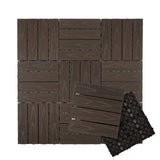 Garvee Waterproof interlinked-style-style WPC Composite Deck Tiles 11.8" – All-Weather Outdoor Flooring for Patio, Balcony, Poolside & Grass | Modular Snap-Together Decking Boards – Dark Coffee - Dark Coffee