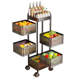 Garvee Space-Saving 5-Tier Rotating Kitchen Storage Rack - Heavy-Duty Carbon Steel Organizer with Wheels, Top Lid - Rolling Fruit & Vegetable Basket, No Assembly Required - For Kitchen, Bathroom, Living Room - Black, 5 Layers, 100231 - Black