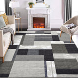 Garvee Modern Geometric Area Rug – Washable, Non-Slip, Low Pile Carpet for Living Room, Bedroom, or Office – Soft Faux Wool, Non-Shedding, Block Design – Brown – Size: 10x13ft (305x396cm) – United States