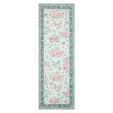 Garvee Vintage Rose Runner Rug – Washable, Ultra Thin, Non-Slip, Low Pile Carpet for Hallway, Kitchen, Bedroom, Laundry, Entryway, Easy Clean – Size: 2x6ft (61x183cm), Green - Grey