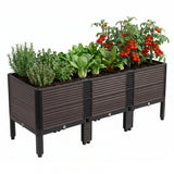 Garvee Extra Deep Modular Raised Garden Bed with Legs - 3 Elevated Planter Boxes 48x16x19in, Drainage Plugs, Easy Tool-Easy Assembly - For Vegetables, Herbs, Flowers - Patio, Balcony, Backyard - Color: Black-Brown