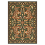 Garvee Washable Tibetan Tiger Area Rug - Vintage Boho Tribal Animal Print, Low-Pile Ultra-Thin, Non-Slip TPR Backing Mark-Resistant Floor Carpet for Living Room Bedroom Dining Room - Green, 6x9 ft (183x274 cm), USA