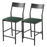 Garvee Modern Counter Height Bar Stools Set of 2, PU Leather Upholstered Bar Chair with Backrest & Footrest, 300 LB Capacity, Barstool for Kitchen Island, Dining Room, Green - Brown