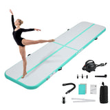 Garvee 4" Thick Inflatable Air Gymnastics Mat, Air Tumble Track Tumbling Pad for Home Training, Yoga & Exercise - Includes Electric Air Pump - Teal - Teal