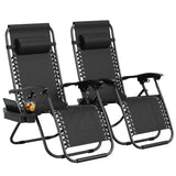 Garvee Zero Weight Patio Lounge Chairs Set of 2 – Portable Folding Recliners with Adjustable Pillow and Cup Holder Tray – Outdoor Lawn, Deck, Beach, Garden Seating – Black Tes (One Box, Two Pieces) - Navy Blue Teslas (One Box, Two Pieces)