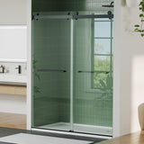 Garvee Frameless Double Sliding Shower Door – 44-48" W x 74" H – 6mm Clear Tempered Glass – Durable Stainless Steel Track – Easy Clean – Modern Matte Black – Ideal for Bathroom Renovation – Color: Model 16-02 Double Sliding Door 48*74" 6mm Glass, Elegant