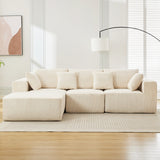Garvee L-Shaped Modular Sectional Sofa – 108 Inch Corduroy Restaurant Seating – Wrinkle-Resistant, Removable Cushions, High-Density Foam – Lounge Chair – Beige