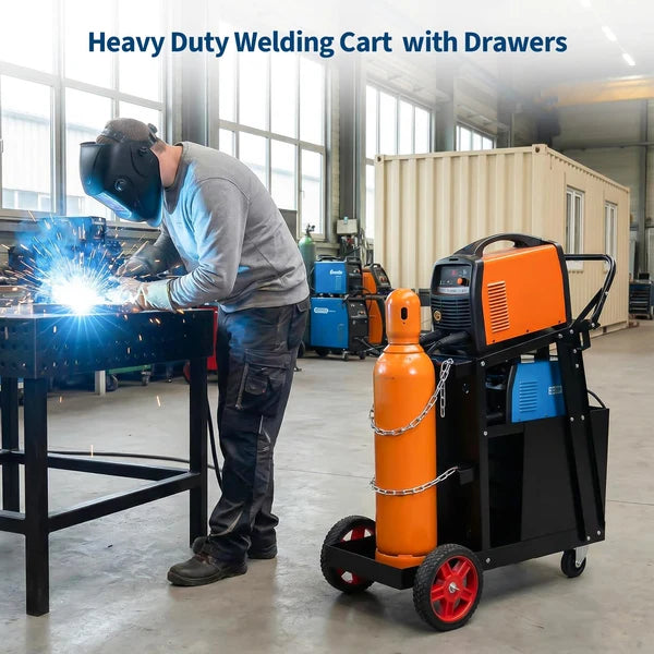 Garvee Welding Cart with Drawers Heavy Duty Carbon Steel for Mig Tig Welder and Plasma Cutter 220 Lb Black