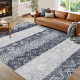 Garvee Modern Geometric Area Rug – Washable, Mark-Resistant, Low Pile Carpet – Non-Slip, Soft & Collapsible Mat for Living Room, Bedroom, Dining Room – Grey, 10x13ft (305x396cm) - Grey