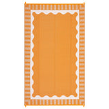 Garvee Waterproof Reversible Outdoor Rug – Durable Plastic Straw Patio Mat with Scalloped Edge – UV & Weather Resistant, Collapsible & Portable – Perfect for RV, Deck, Picnic, Porch, Balcony, Camper – 8x10ft, Orange/White, USA Spec