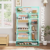 Garvee Freestanding Rattan Shoe Cabinet with 3 Turnover Drawers - 4-Tier Adjustable Shelf - Space-Saving Entryway & Closet Organizer - Modern White Wood Grain, Upgraded Version - P White Wood Grain Cabinet Body Upgraded Version