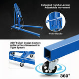 Garvee Heavy-Duty 2 Ton Hydraulic Folding Engine Hoist Crane - Adjustable Boom & 6 Locking Swivel Wheels - Shop Cherry Picker for Garage, Workshop, Truck, SUV Engines - Includes Handle, Overall Blue