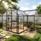 Garvee 12x12 FT T-Shaped Walk-in Greenhouse – Heavy-Duty Aluminum Frame & UV-Protected Polycarbonate Panels – Roof Vent – Easy Assembly – Black