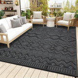 Garvee Waterproof Reversible Outdoor Rug 9x12ft – Heavy Duty Plastic Straw Carpet – Mark Resistant, Easy Clean, Lightweight – Patio, RV, Deck, Camping, Balcony, Beach – Black and Gray, USA - Four Colors - Yellow/Rose Red/Green/White