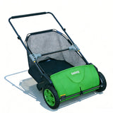Garvee Manual Push Lawn Sweeper 21-Inch – 3.5 Cu. Ft. Basket, Height-Adjustable Brushes, Collapsible, For Lawns & Driveways, Dark Green - Dark Green