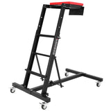 Garvee Heavy Duty Collapsible Topside Engine Creeper for Automotive Repair – 400LB Capacity – Adjustable Height 45.7-66.3 Inch – Padded Deck – 4 Locking Swivel Casters – Tool Pouch – I-Shaped Base, 43.7x33.9in, Red Cushion + Black Base - Three Exclusive