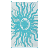 Garvee Boho Sun Design Outdoor Reversible Rug – Waterproof Plastic Straw Patio Carpet, UV & Weather Resistant, Easy Clean, 8x10ft Mat for Deck, Backyard, Camping, Balcony, RV – Light Blue/White, USA - Black Coffee