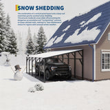 Garvee Lean-to Metal Carport 12x25 FT – Wall-Mounted, Heavy-Duty 19-Gauge Steel Frame – Vertical Snow Shedding Roof – 107"–78" Height Clearance – Outdoor Storage Shelter for Long-Bed Pickup, SUV & Side of House – Residential – 12*25FT