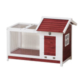 Garvee Sturdy 2-Story Wooden Rabbit Hutch with Metal Frame – Indoor Outdoor Small Animal Cage – Waterproof Asphalt Roof, Removable Tray, Spacious Mobile Rabbit House for Rabbits, Guinea Pigs, Chickens, Ducks – Brown-White