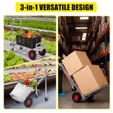 Garvee Heavy-Duty Convertible Hand Truck & Platform Dolly, 3-in-1 Aluminum Folding Cart, 1000 lb Capacity, Telescoping Handle, 4 Wheels for Appliance Handling - 3-in-1 | red wheels | red lines