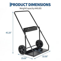 Garvee Welding Cylinder Cart Heavy Duty Carbon Steel Oxygen Acetylene Tank Cart with Handle and Chains for Workshops and Industrial Use, 10-Inch Wheels, Black