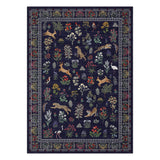 Garvee Washable Botanical Jungle Animal Print Area Rug - Modern Thin Low Pile Non-Slip Carpet - Soft, Mark Resistant, Non-Shedding - For Living Room, Bedroom, Nursery, Kids Room, Dining - Navy, 5x7ft (152x213cm), USA - Black