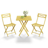 Garvee Space-Saving & Durable | 3-Piece Folding Bistro Set Outdoor Patio Furniture – Weather-Resistant Steel Bar Table & 2 Collapsible Chairs, Compact for Garden, Balcony – Yellow - Black