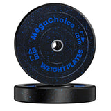 Garvee High-Density International Sports Event Rubber Bumper Plates Pair – 45LB, 2-Inch Barbell Weight Plates for Strength Training & Weightlifting – Quiet Crumb Design, Black with Blue Dots – Printed: WEIGHT PLATES+45LB