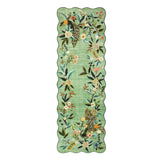 Garvee Scalloped Edge Runner Rug – 2x6ft Washable Low Pile Peacock Floral Carpet, Ultra Thin Non-Slip Botanical Area Rug for Nursery, Bedroom, Laundry, Bathroom – Green (USA) - Green
