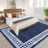 Garvee Modern Washable 5x7 Area Rug – Non-Slip Backing, blemish Resistant, Soft Low Pile Carpet – Bordered Geometric Floor Cover for Living Room, Bedroom, Dining Room, Office – Blue Tint, 5x7ft (152x213cm), USA