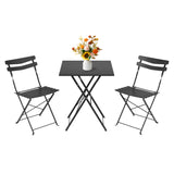 Garvee Space-Saving 3-Piece Folding Metal Bistro Set - Weatherproof Patio Table & 2 Chairs - No Assembly Required, Portable Outdoor Garden Furniture for Balcony, Yard, Terrace - Black - Black