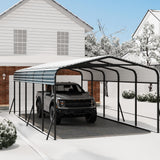 Garvee Heavy Duty 12x24 FT Galvanized Steel Carport – Extra Tall Outdoor Garage Shelter with Reinforced Roof & Enhanced Base – All-Weather Canopy for Cars, Trucks, Boats, RVs, Tractors – Tube Frame, Grey - Grey