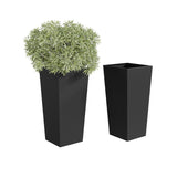 Garvee Heavy-Duty Steel Tapered Planters Set of 2 – 30 Inch Tall Black Modern Outdoor/Indoor Plant Pots with Removable Shelf & Drainage – Weather-Resistant for Trees & Flowers – High-quality Black, Cone 2pcs 11x11/15x15x30 - Premium Black