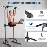 Garvee Multi-Function Power Tower Pull Up & Dip Station for Home Gym – 10-Level Adjustable Height, Heavy Duty 330LBS Capacity, Strength Training Equipment for Chin Ups, Dips, Knee Raises, Push Ups – Black, US Region - Black