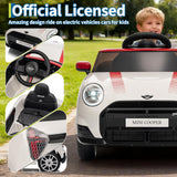 Garvee Luxury Car Mini Cooper 12V Licensed Electric Ride-On Car for Kids – 4.5Ah Battery – Remote & Parental Control – Gift for Boys & Girls Ages 3-8 – Indoor/Outdoor – White